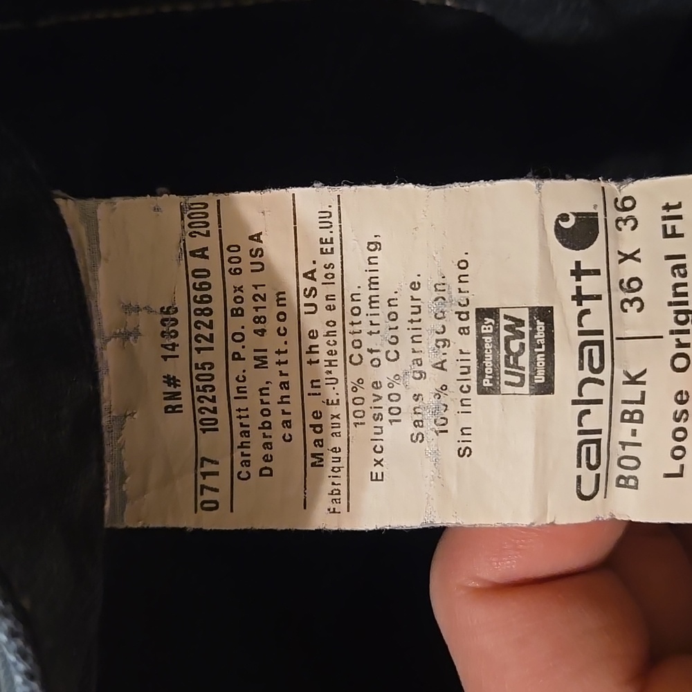 Vtg Carhartt Helmets to Hardhats Double Knee Black Work Pants B01-BLK 36x36 - Picture 14 of 16